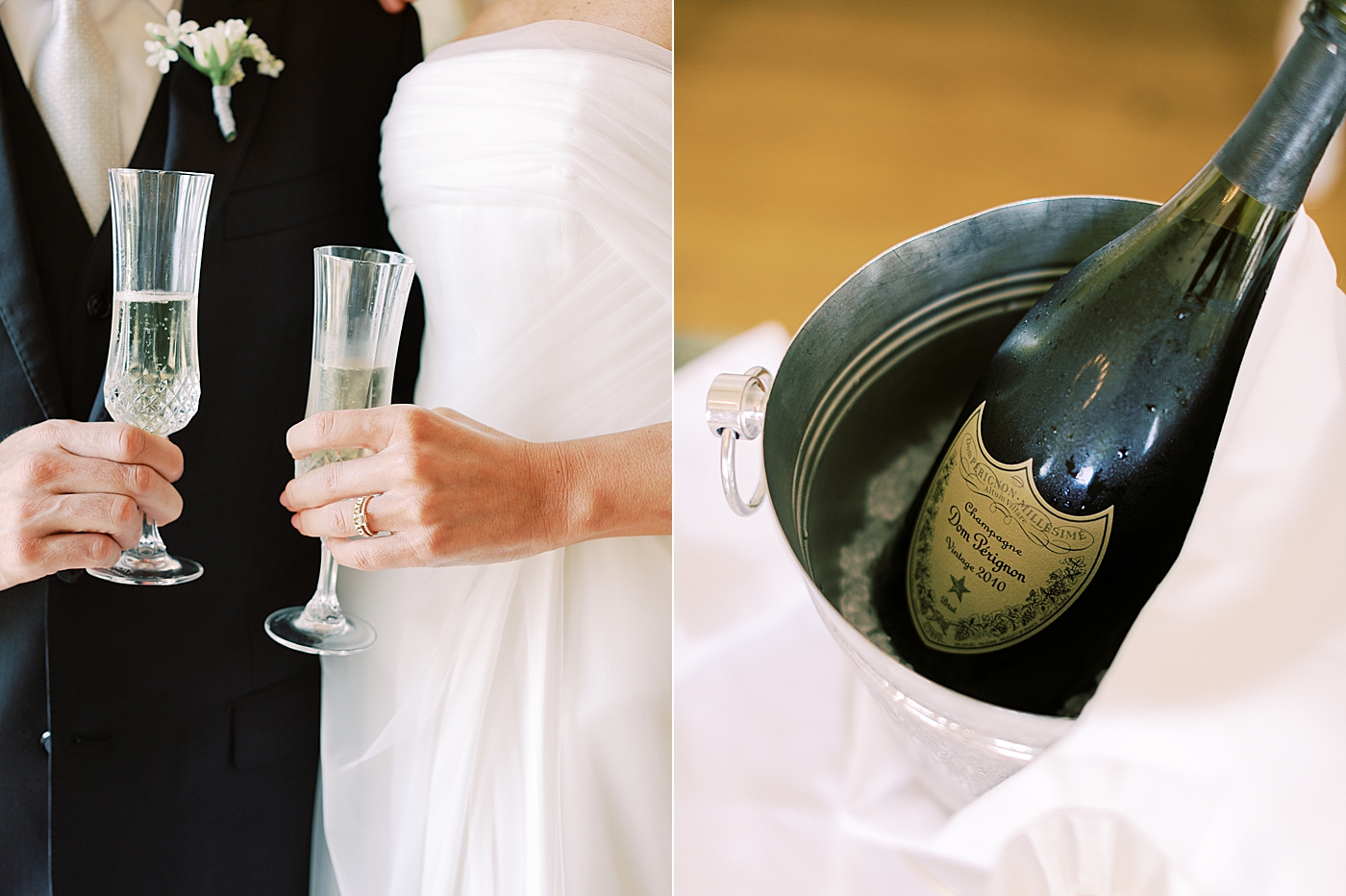 Detail of bride and groom champagne during their Palácio de Seteais Elopement| Image by Diane Sotero Photography
