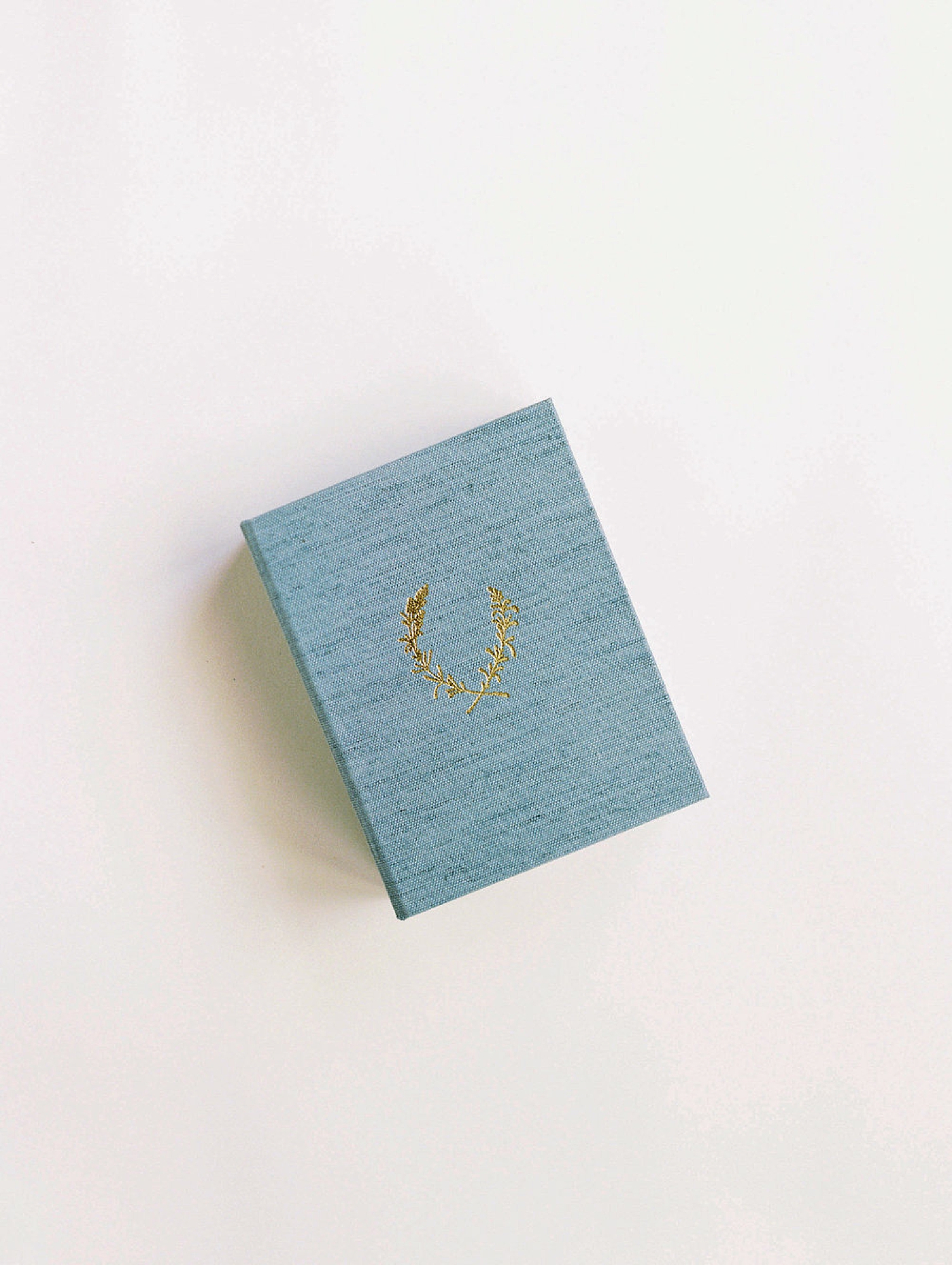 Blue linen wedding album with gold embossed detail | Fine Art Wedding Albums from Diane Sotero 